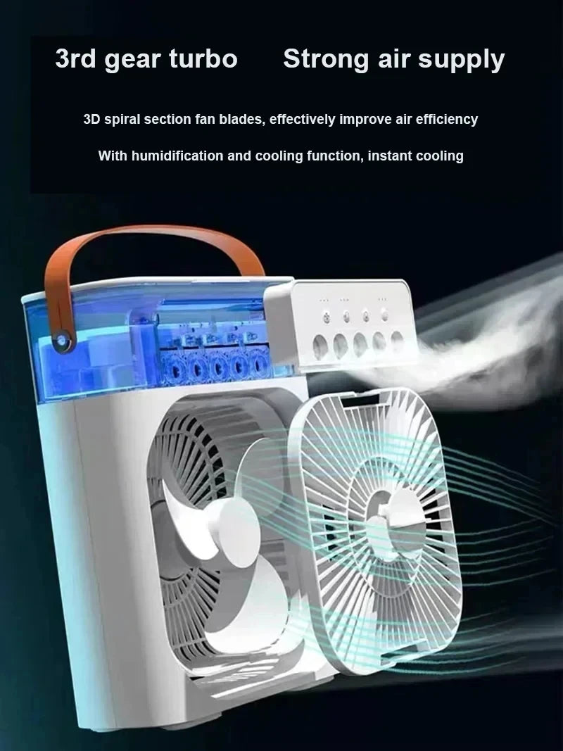 Cool Mist Fan, Air Cooler Fan, Fan With Led Light, USB Desktop Fan, Table Fan With Humidifier, CoolBreeze Hub